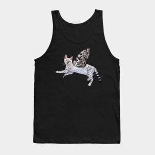 Snow Lynx Bengal Leopard Moth Flitter Kitty Tank Top